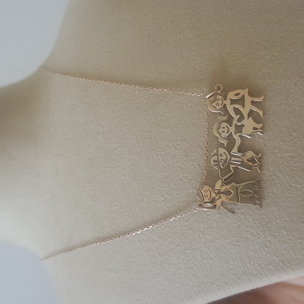 New sterling Silver 925 necklace,mother&dad with son and daughter, family neckla